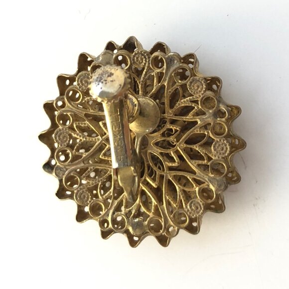 Vintage Haskell Gold tone Clip-on Earrings - Picture 2 of 2